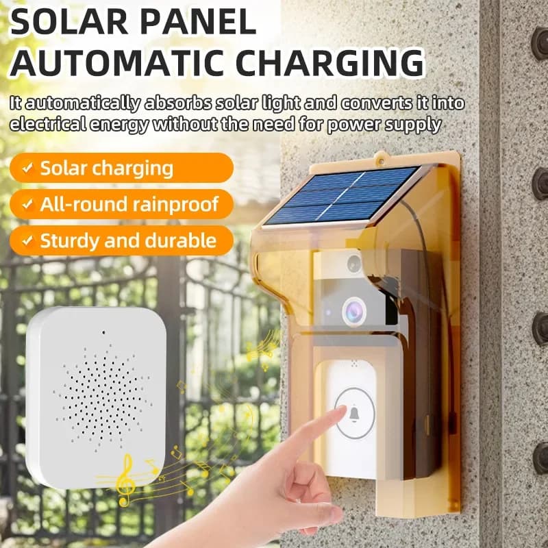 Wifi Visual Wireless Campanello Campanello Telecamera Ricarica solare Visione notturna impermeabile Smart Home HD Campanello Citofono bidirezionale Voce