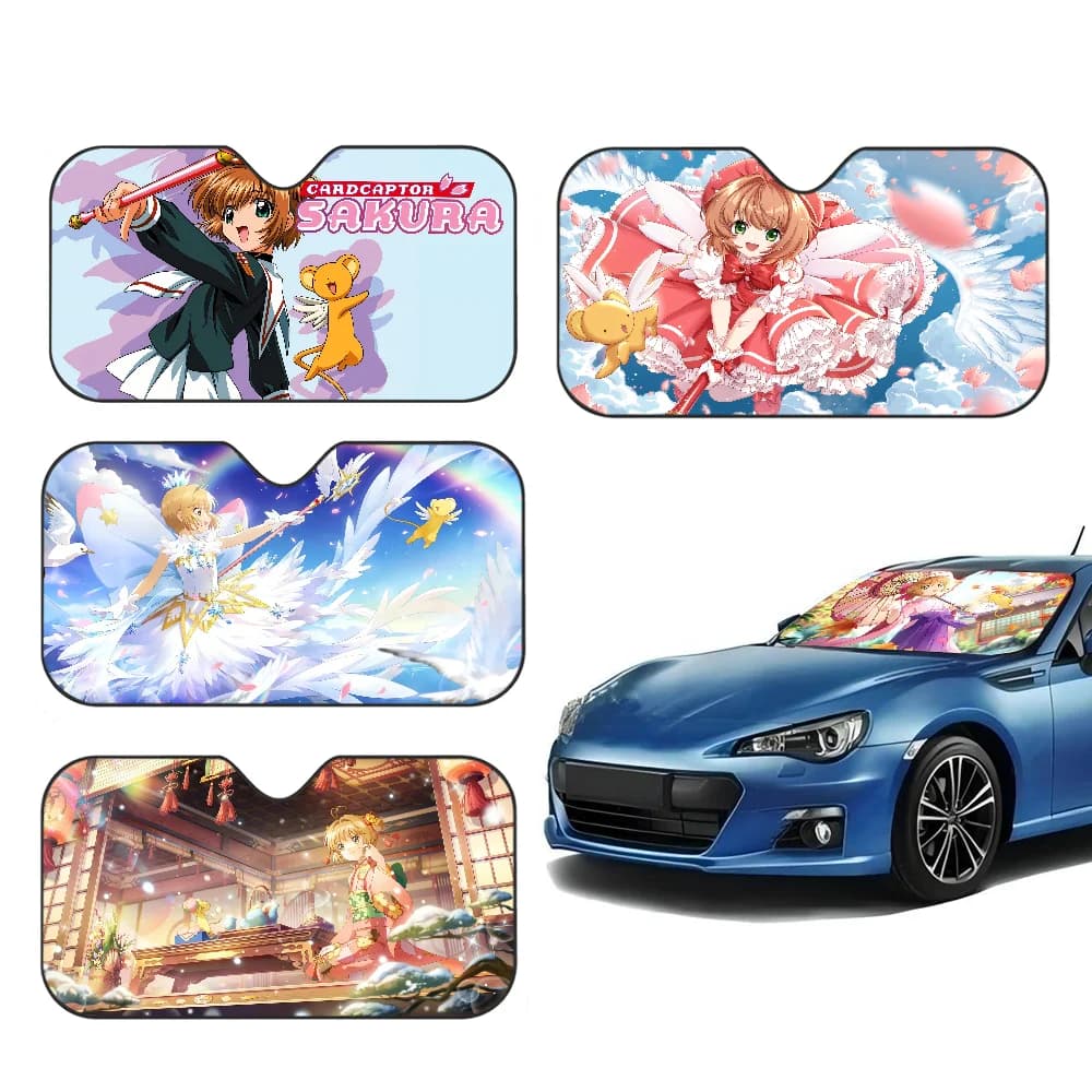 Card C-captor S-sakura Parabrezza Parasole Anime Cute Car Parabrezza Anteriore 70x130cm Visiera Parasole Riflettore di Calore