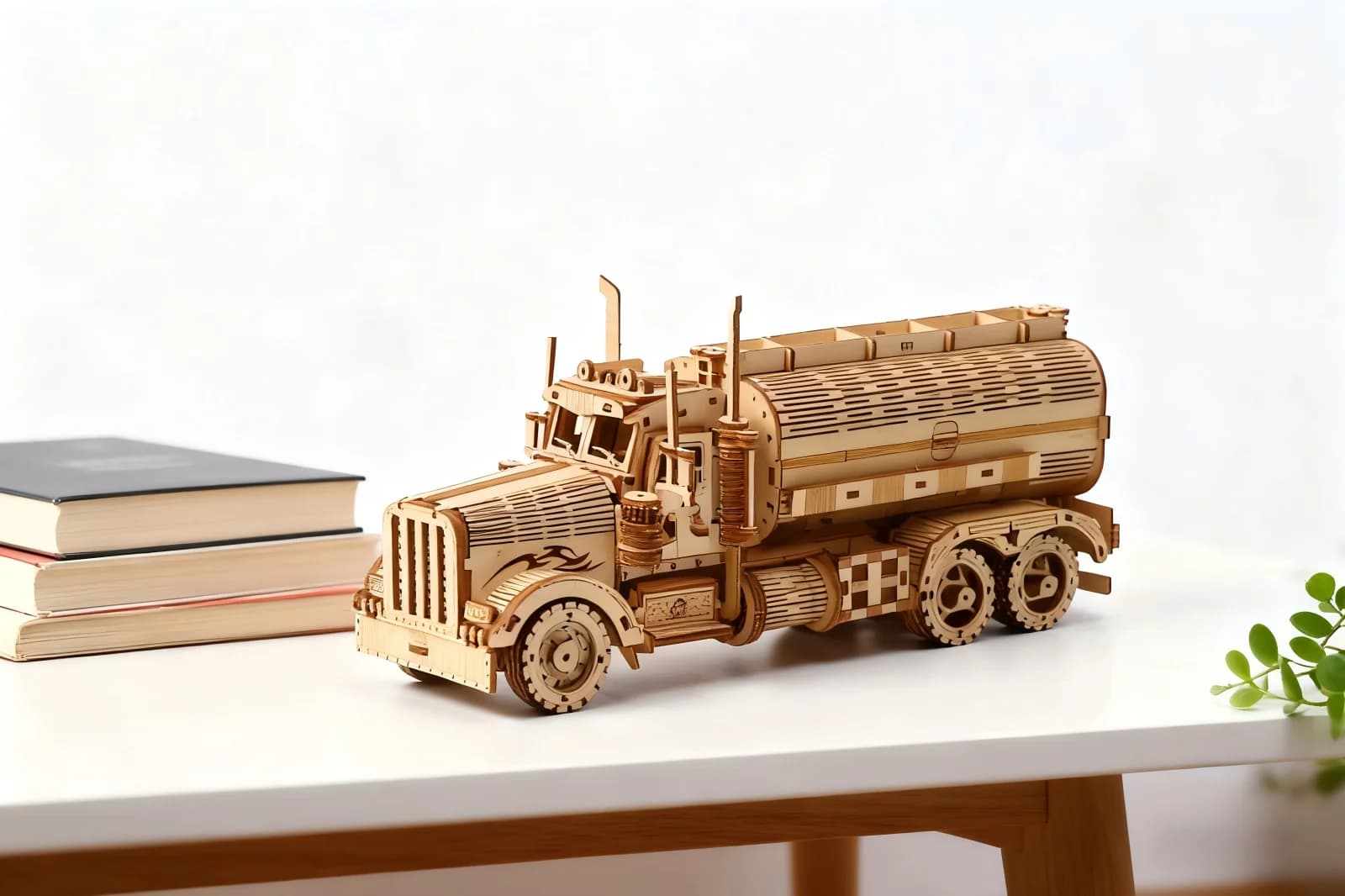 OUZEY Puzzle 3D per camion cisterna in legno per adulti Kit di blocchi di costruzione in legno Modello di assemblaggio Cool Desktop Desk Decor Home Ornament Gift