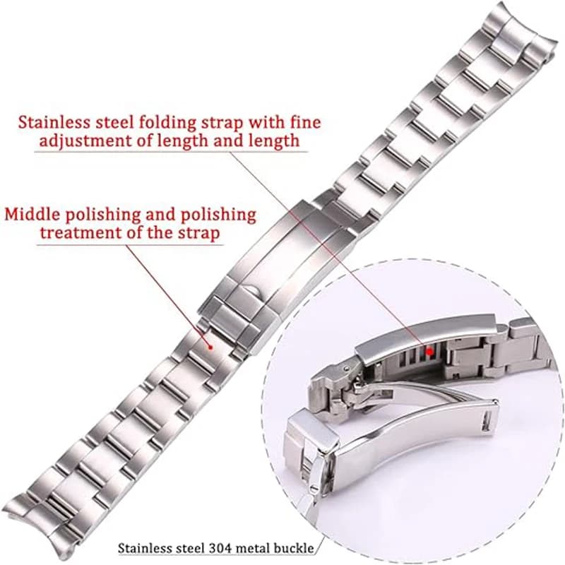 Per Rolex SUBMARINER DAYTONA Uomo Fine-Tuning Pull Button Chiusura Cinturino Accessori per orologi Cinturino Bracciale per orologio in acciaio inossidabile 904
