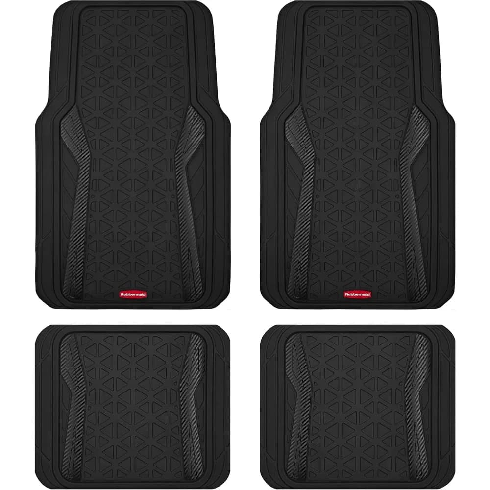 Set Completo di Tappetini Auto in Gomma Resistenti per Tutte le Stagioni Universali Ritagliabili Antiscivolo per Auto SUV Camion Furgoni