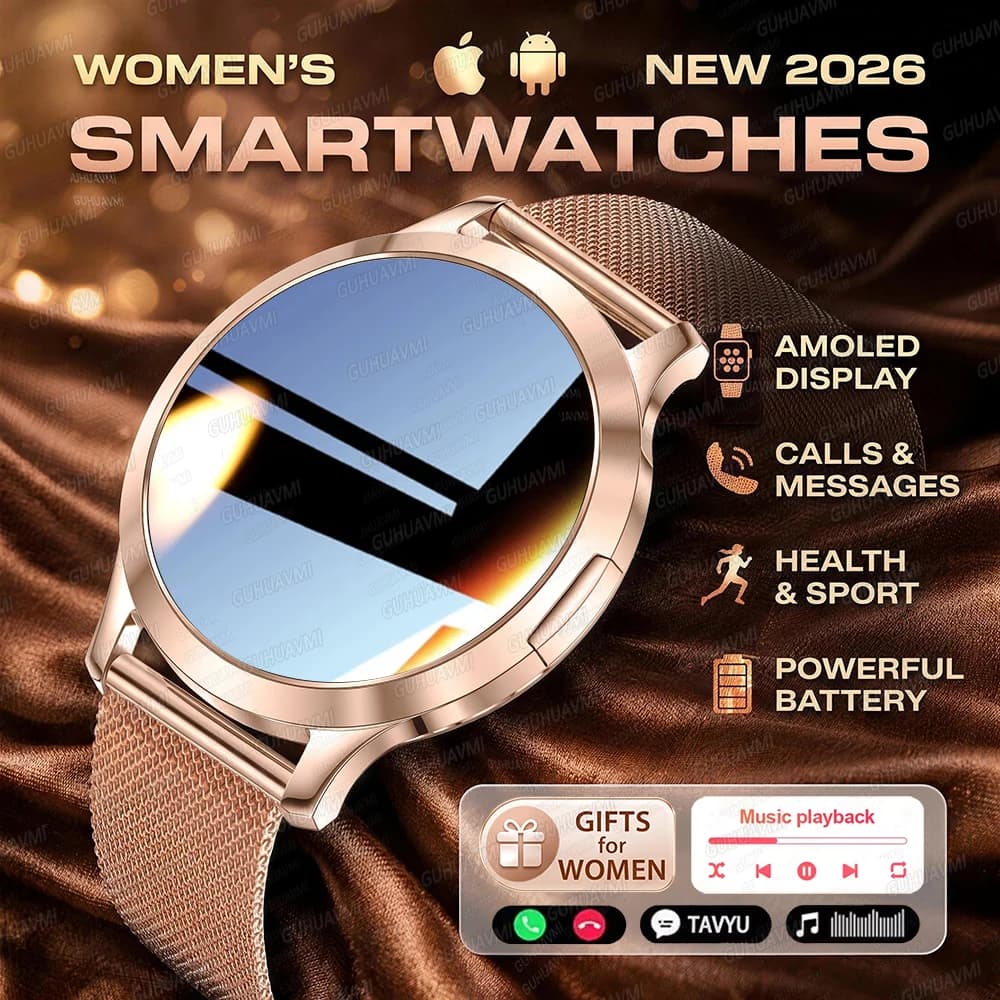 New Ultra-thin Smart Watch For Women AMOLED Display Answer Make Call Message Health Sport Watch Ladies' Gift Music Digital Clock