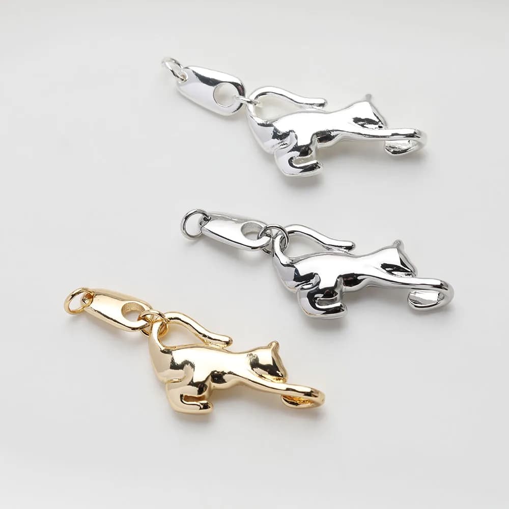 2 pezzi delicati connettori per braccialetti per gatti con Design animale per gioielli che fanno collana fai da te in ottone fatto a mano 14k placcato oro 17*41mm