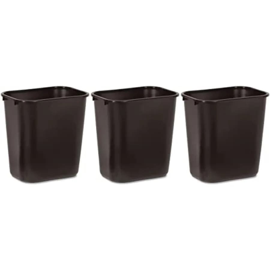 295600BK Deskside Plastic Wastebasket, Rectangular, 7 gal, Black 3