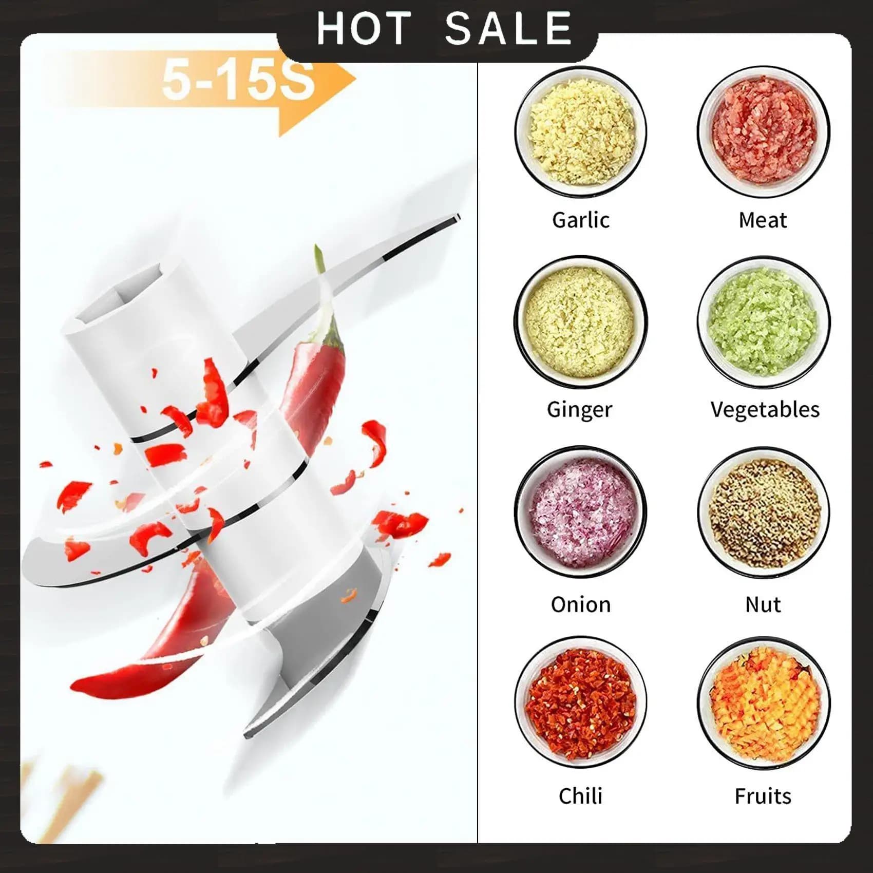 Mini electric cutter for garlic with 24-hour delivery, wireless portable slicer for meat robots, chilli blender and nuts