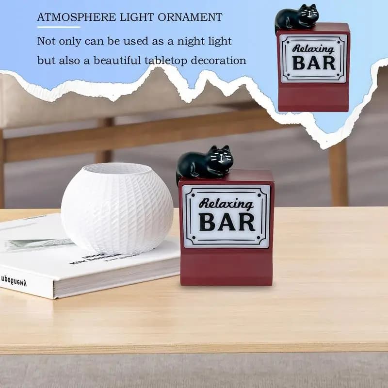 Luce d'atmosfera per lampada da notte a LED da tavolo da tavolo decorata con statuetta di gatto Lampada da ornamento da scrivania per camera da letto per soggiorno