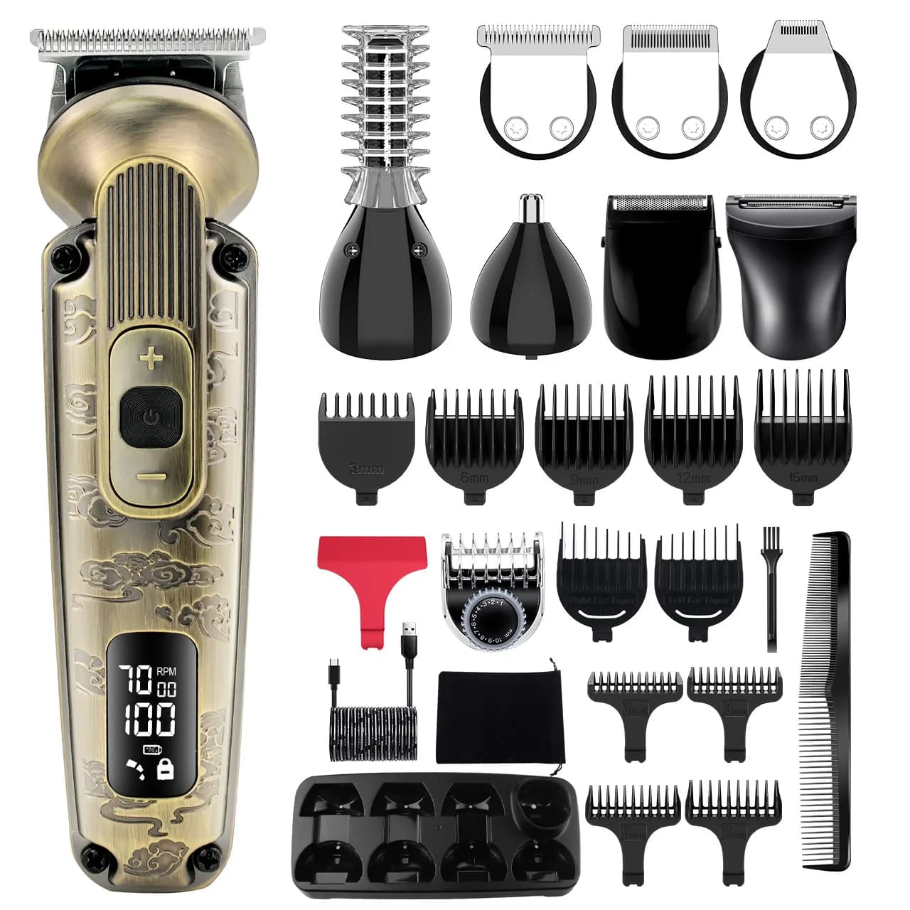 Hatteker Haircut Machine Adjustable Professional Electric Haircut Machine for Face And Body Rechargeable Men's For Barber