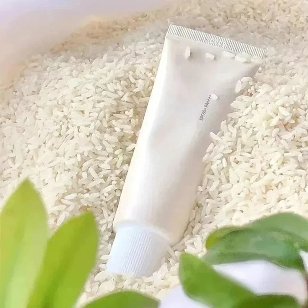 Crema solare SPF50+ al riso, anti-UV, idratante delicata per il viso, siero in crema 50ml