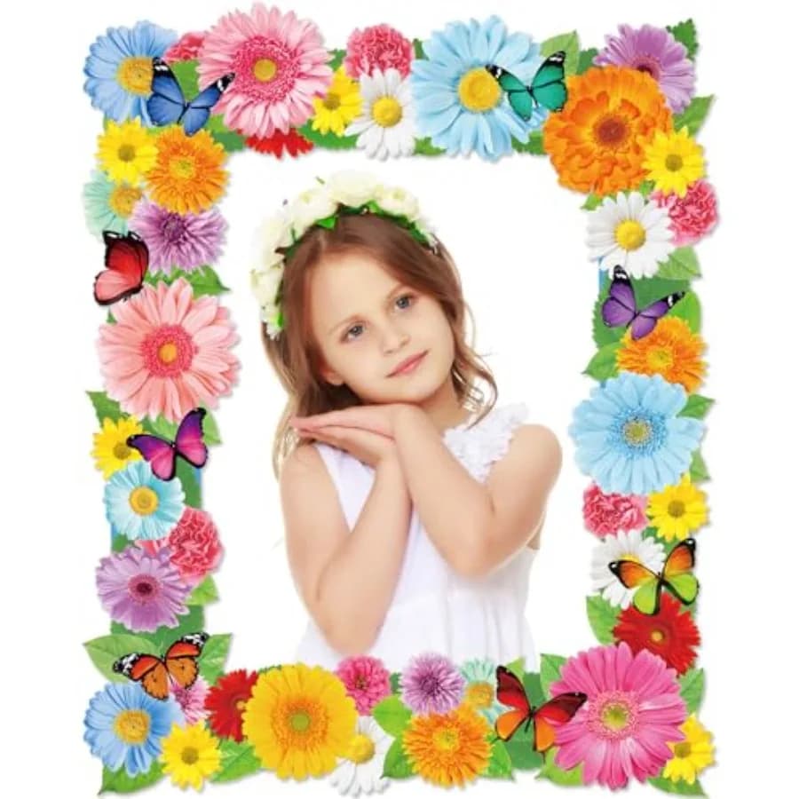 Spring Photo Booth Props Spring Party Decorations Butterfly Photo Booth Frame Flowers Theme Selfie Picture Frame Spring fling D
