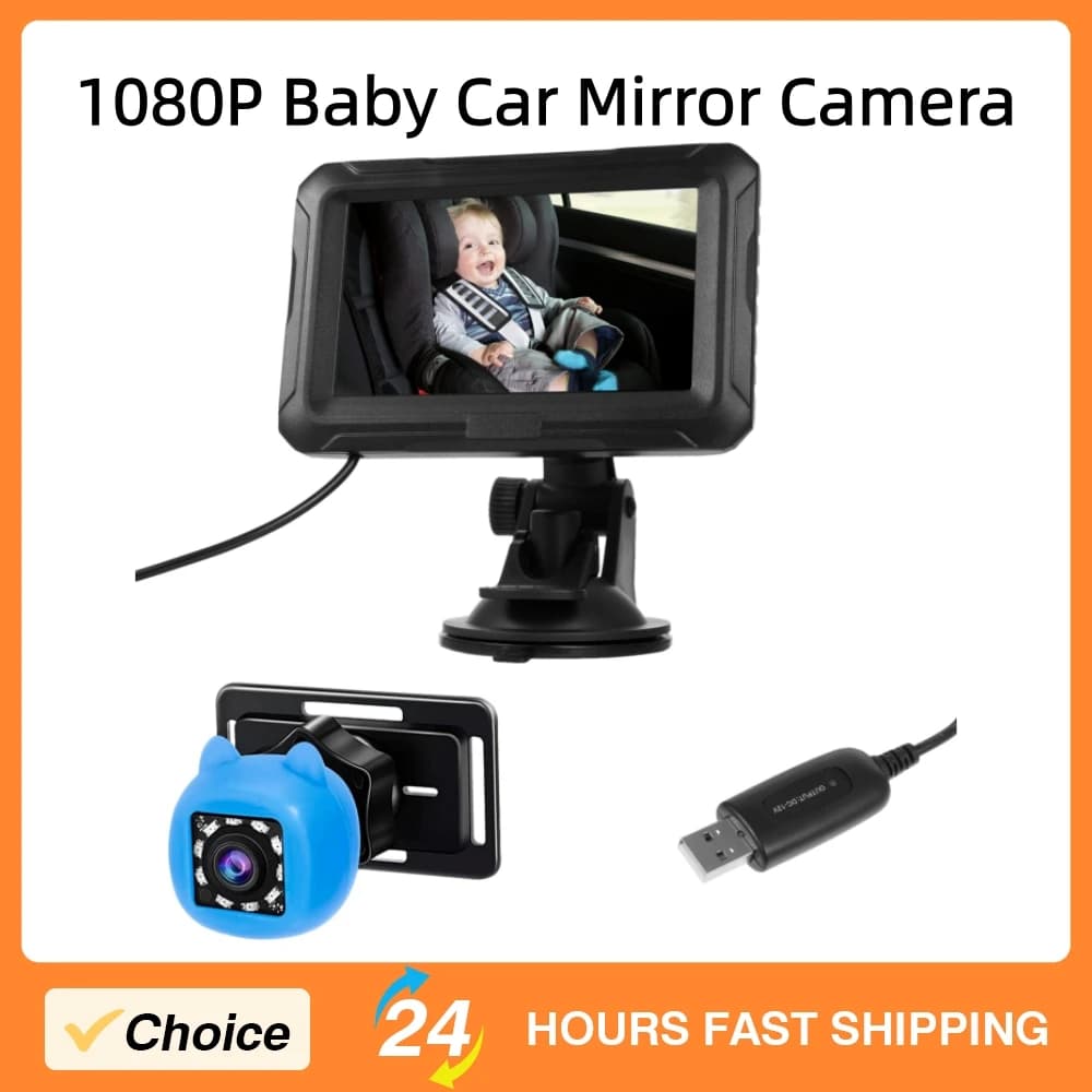 Monitor for Children 1080P with Camera for Infants, Children and Pets 150 ° Mirror Retrovisor for Car with Camera for Children 4.3" with Night Vision