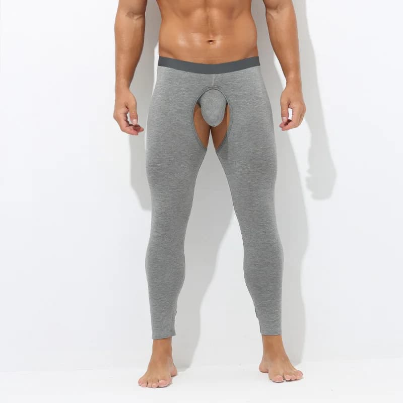 Intimo termico modale Mutande lunghe elastiche Autunno Inverno Mantieni caldi Pantaloni termici Leggings Cavallo aperto Pantaloni lunghi termici sexy