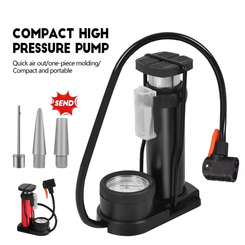 Bicycle Foot Pedal Air Pump with Gauge High Pressure Pump Tire Air Inflator Universal MTB Bike Home Pedal Inflator Accessories