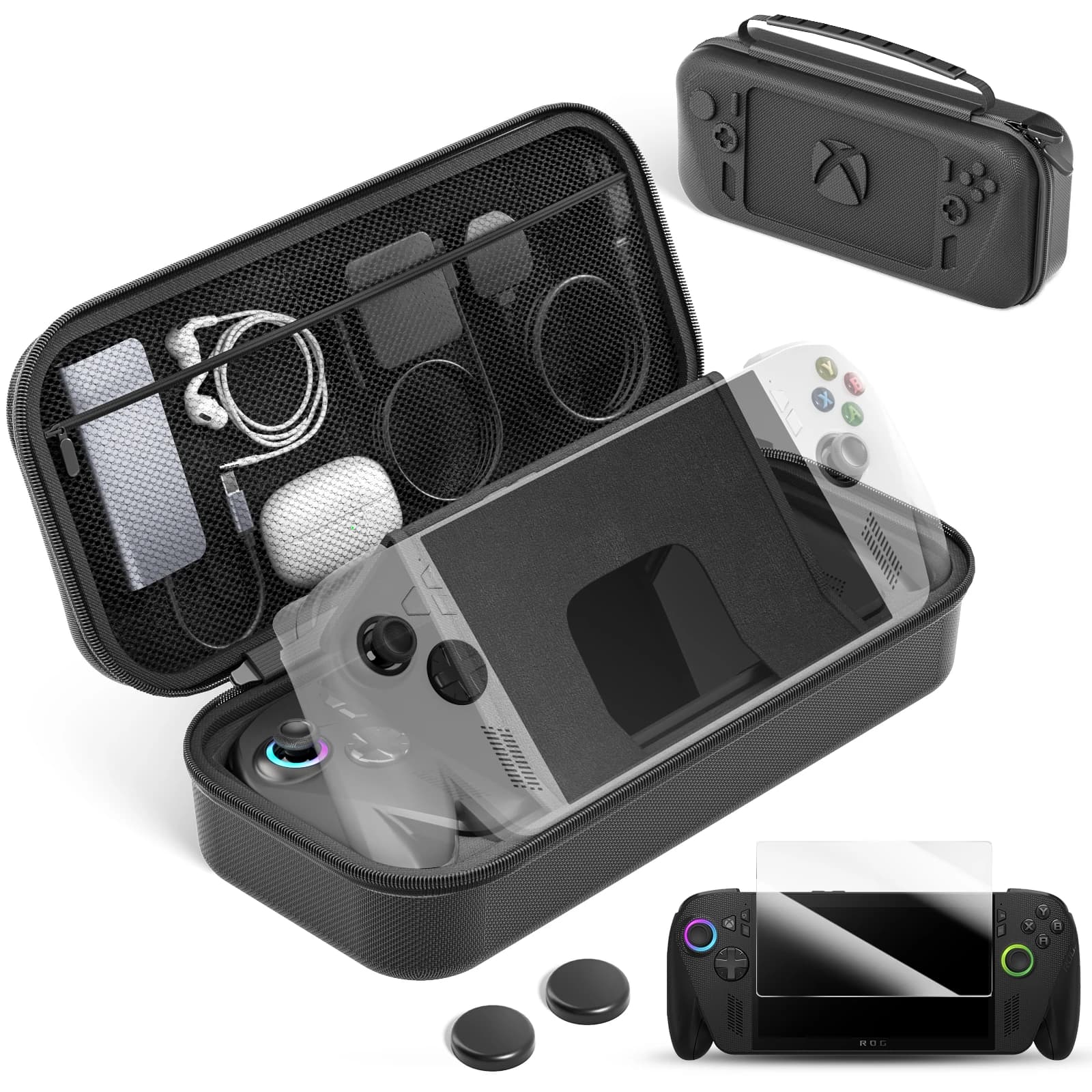 Custodia da trasporto portatile per ROG Xbox Ally e ROG Xbox Ally X 2025 - Pacchetto accessori tutto in uno con protezione per lo schermo e 2 pollici