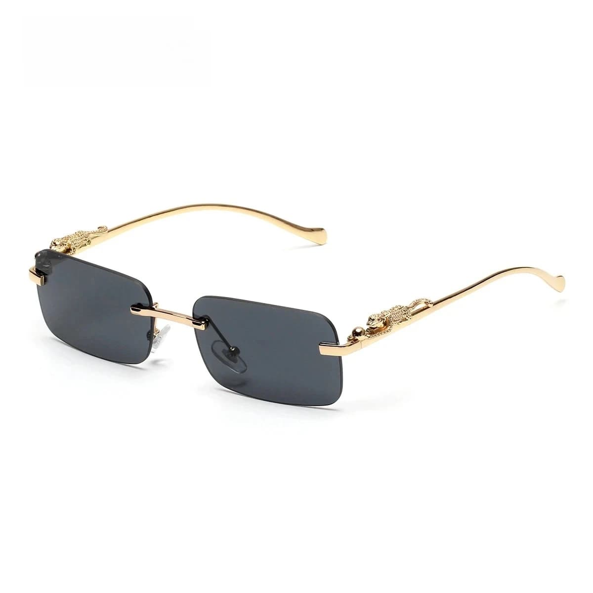Occhiali da sole senza montatura UV400, occhiali quadrati in metallo alla moda per uomo e donna, occhiali da sole di marca per esterni con protezione UV400.