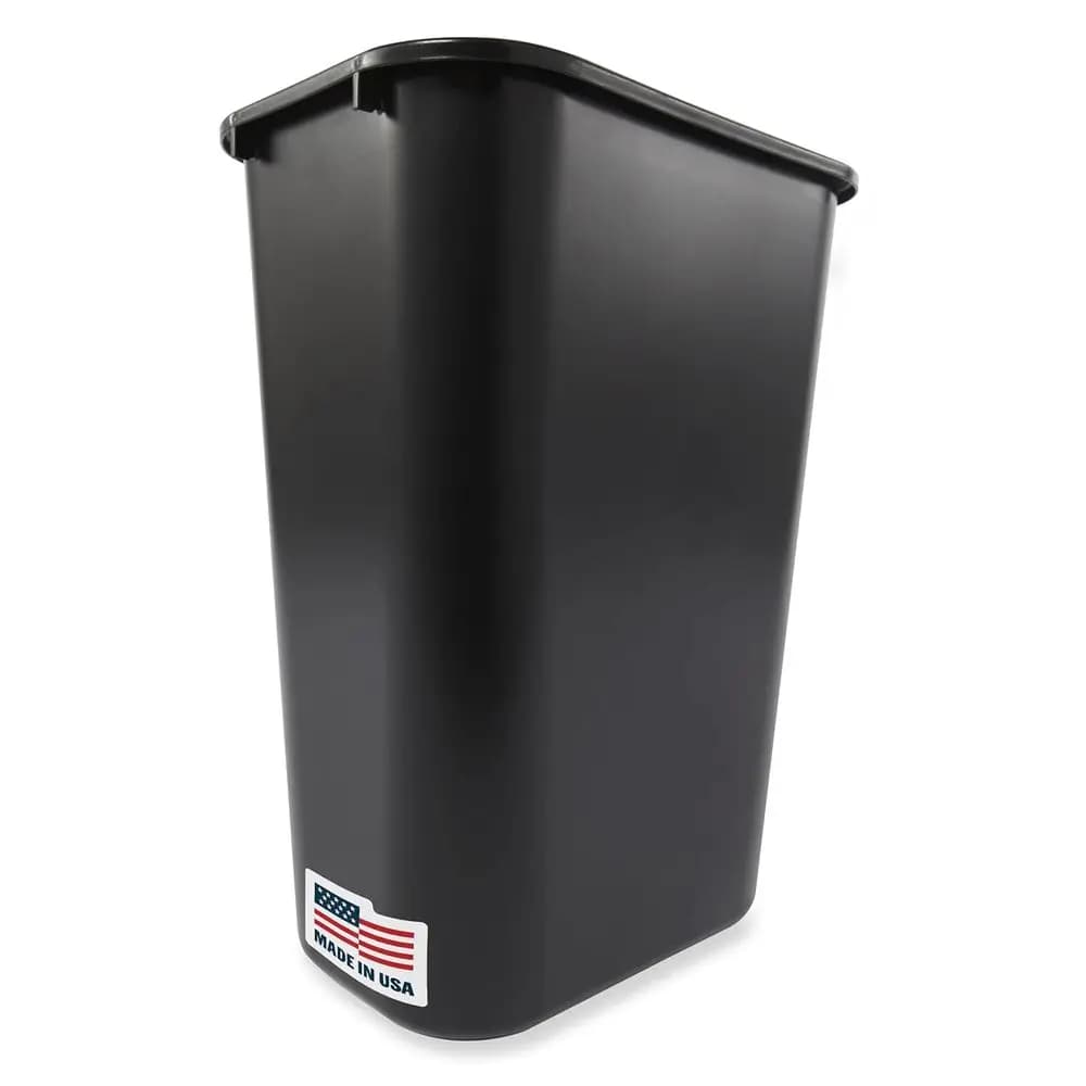 10.25-Gallon Black Plastic Wastebasket, Under Desk/Sink/Cabinet, Pack of 12