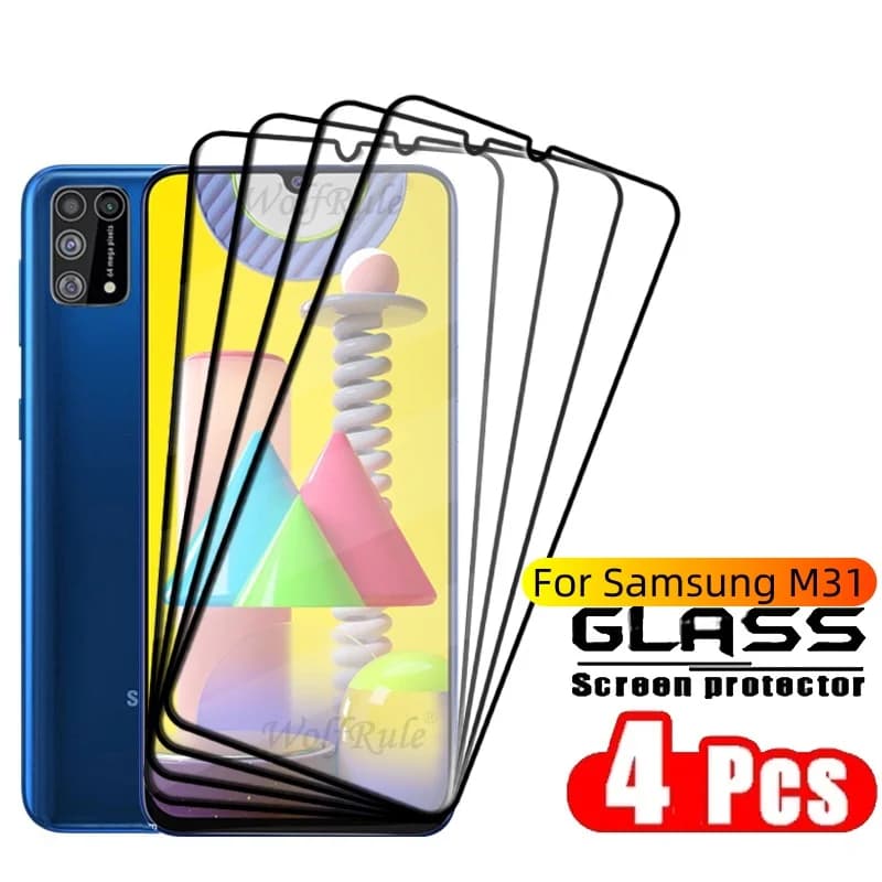 4PCS Copertura Completa In Vetro Per Samsung M31 Vetro Samsung Galaxy M31 Vetro Colla Completa Della Copertura 9H HD Per La Protezione Dello Schermo Samsung M31 M 31