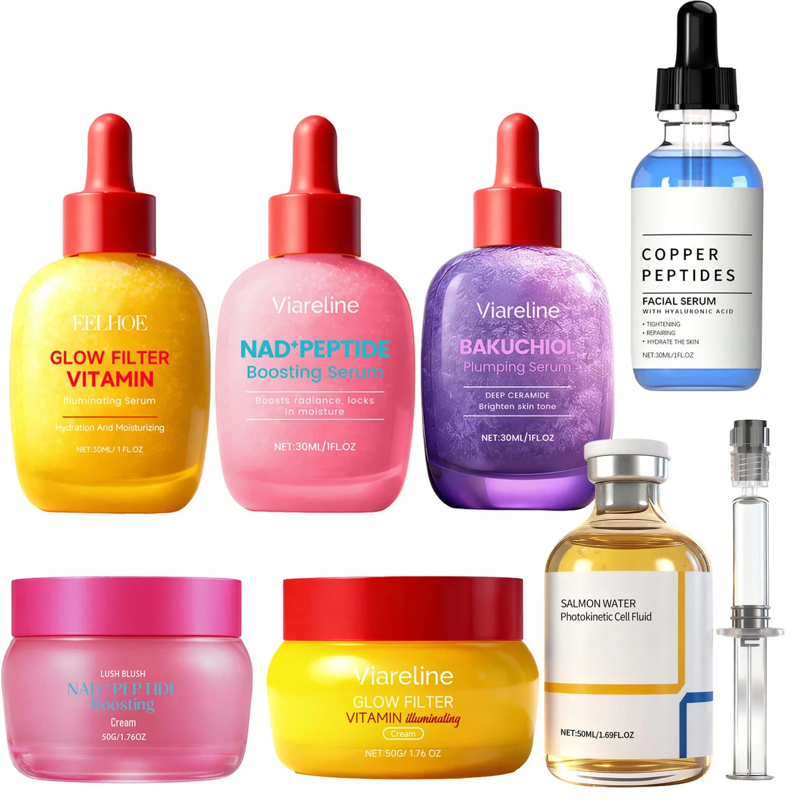 Siero Illuminante e Rassodante al Bakuchiol e Vitamina C – Alternativa al Retinolo 5000 PPM, Schiarente, Rassodante e Riducente Pori, Skincare Coreana