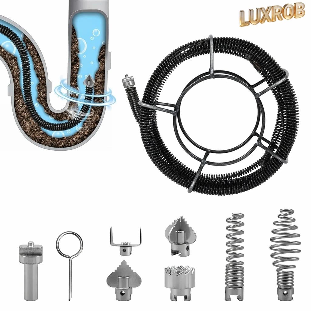 New Arrival Steel Pipe Cleaning Spiral With 6 Interchangeable Cutting Heads For Electric Drain Cleaning Machine 12mm Diameter