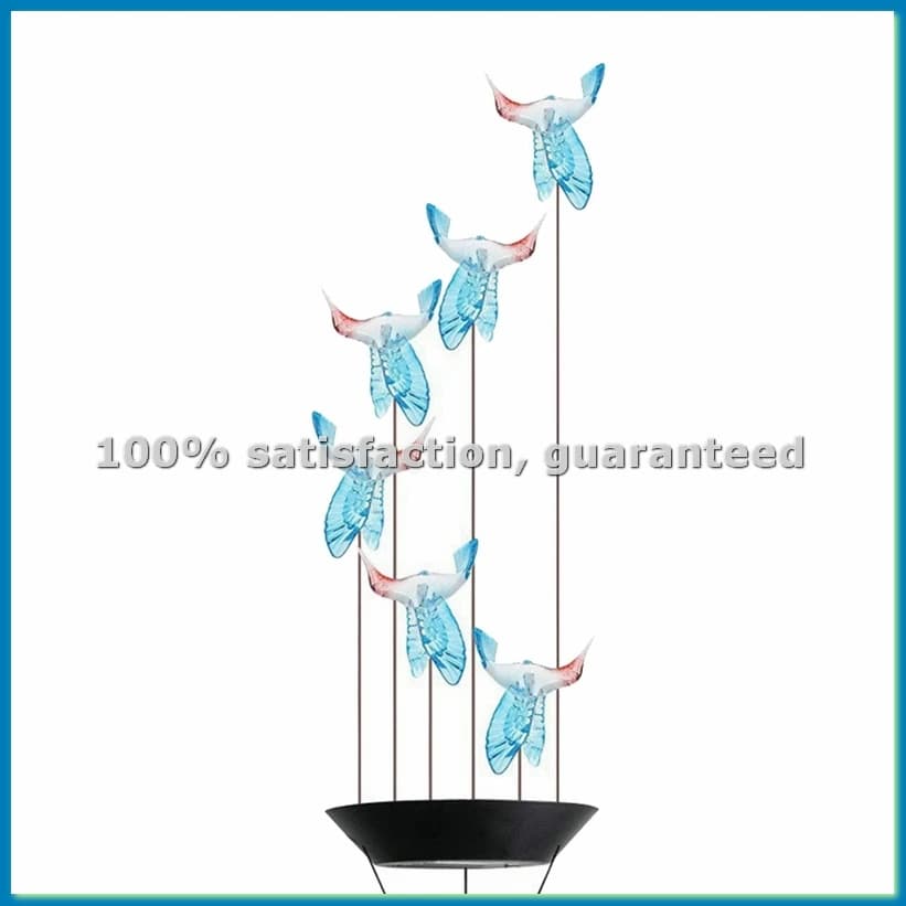 Hummingbird Outdoor Solar Lights, Solar Wind Chime Lights, Hanging Gifts for Mom and Grandma Blue-ABLL