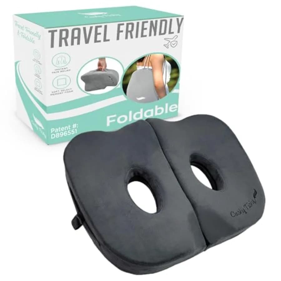 Cuscino per Seduta Premium Pieghevole per Alleviare la Pressione su Anche, Ischiogambieri e Sciatica, Cuscino Ergonomico per il Comfort dei Glutei