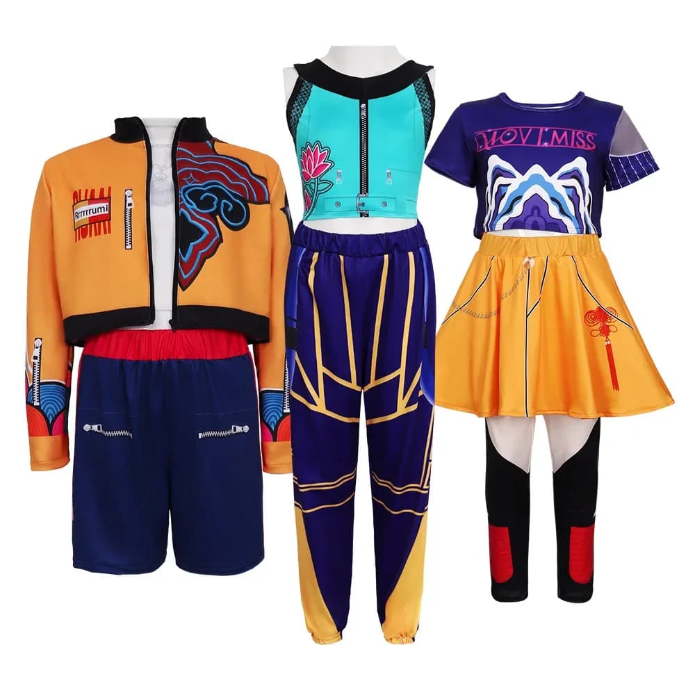 Halloween costume by Cosplay Anime KPop Demon Hunters Mira Zoey Rumi pour enfants, uniform Huntrix