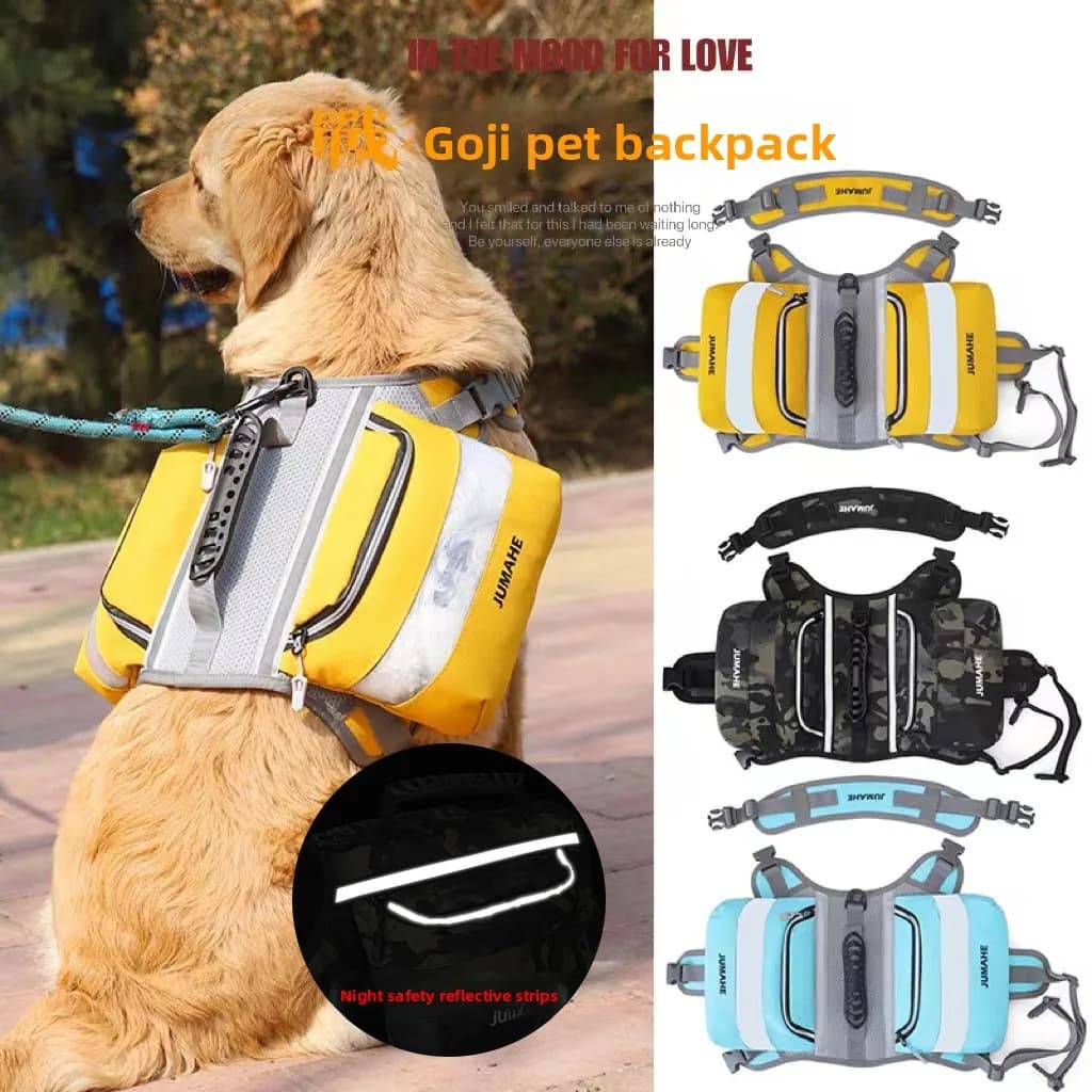 Pet outdoor self-backpack, dog double bag snack backpack, pack bag medium and large dog bag
