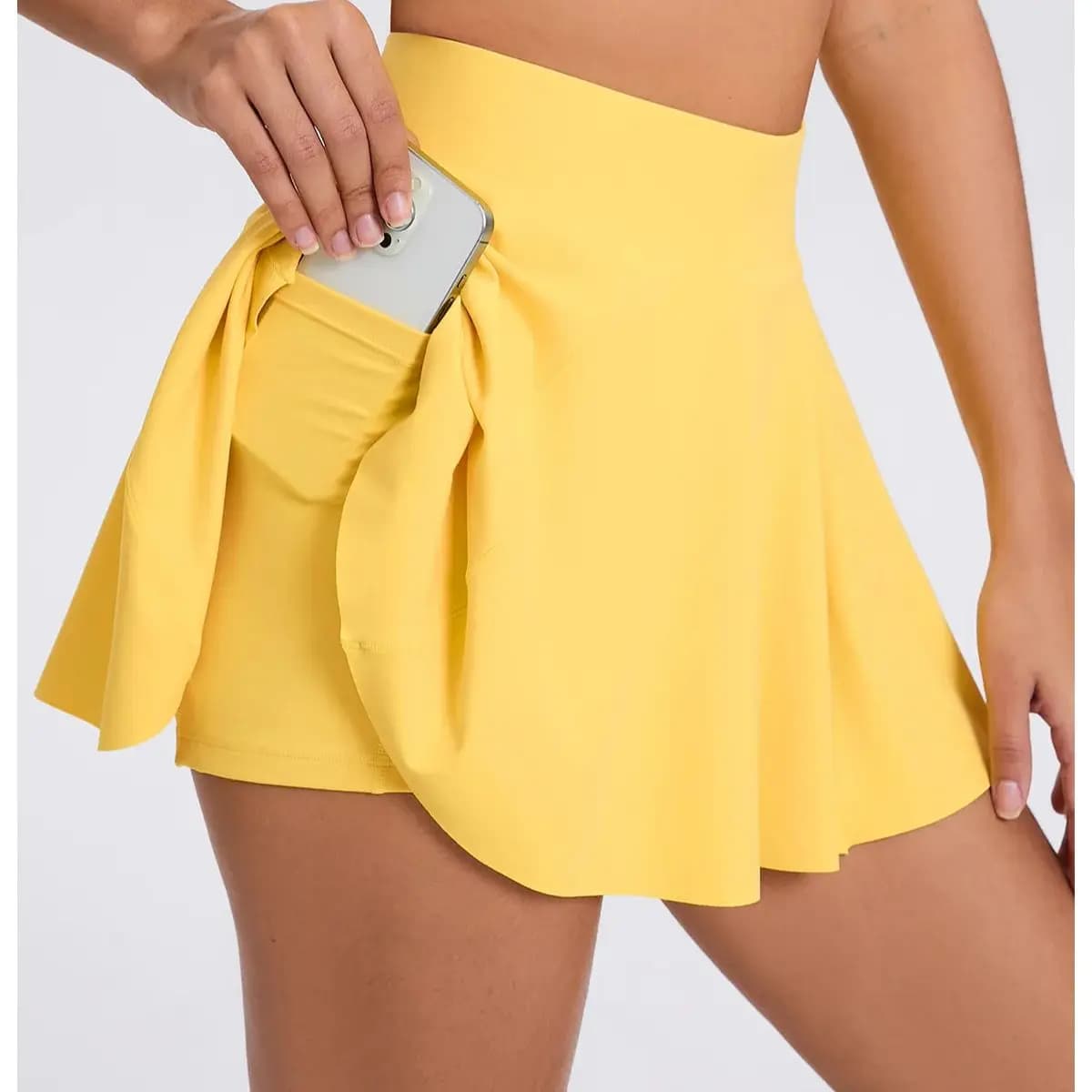 Minigonna da tennis a vita alta da donna Tennis Donna Cintura sportiva da yoga Pantaloni di sicurezza Tasca Gonna sportiva comoda e traspirante 2