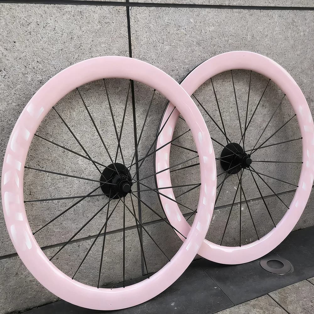 Ruote da ciclismo TUKUS 700c rosa ciliegio, ruote per bici da strada con freno a disco, set di ruote in carbonio RATCHET 36T, set di ruote da corsa