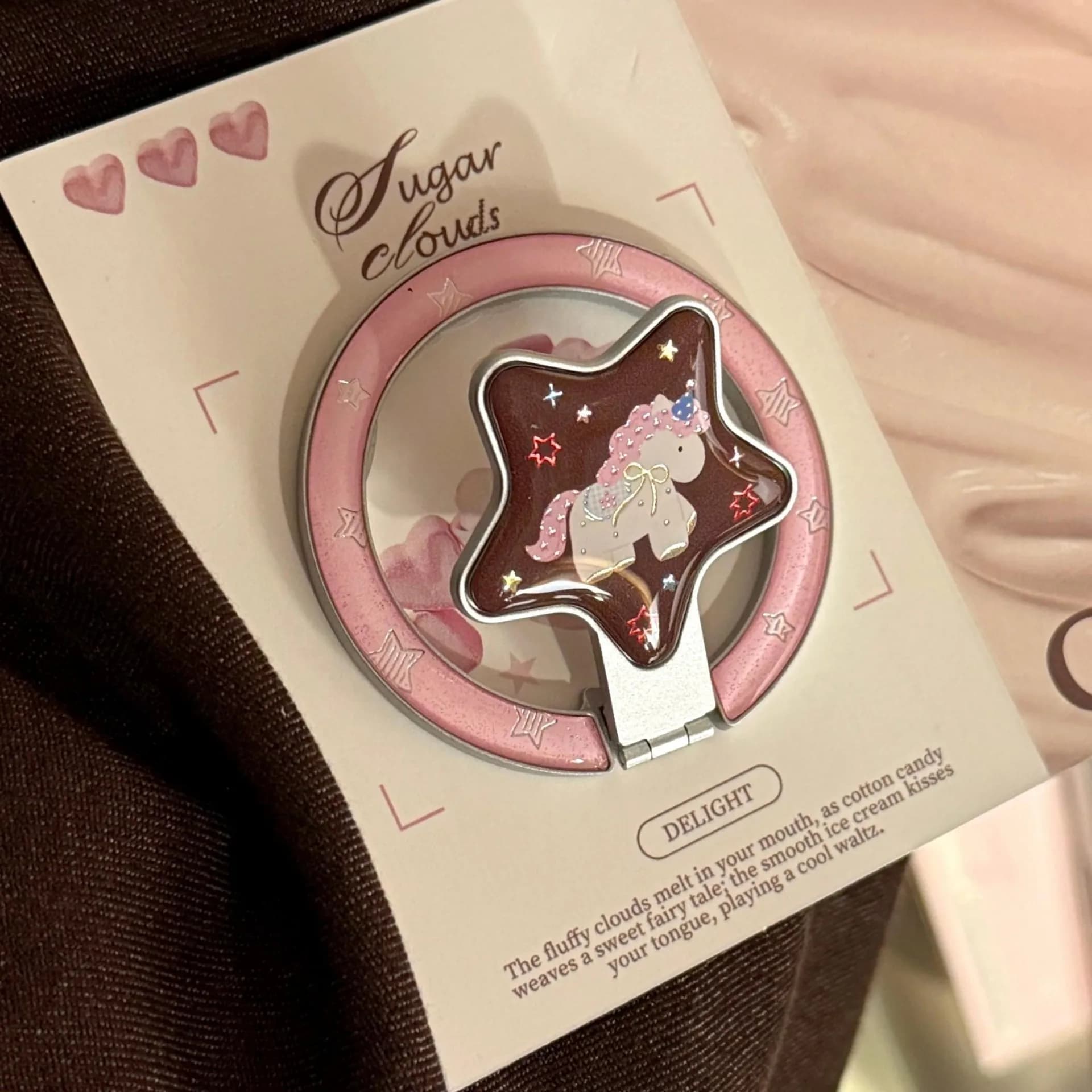 Supporto Magnetico per Telefono Dream Pony, Impugnatura Pieghevole Portatile a Forma di Unicorno e Stella, Supporto per Accessori Cover Telefono
