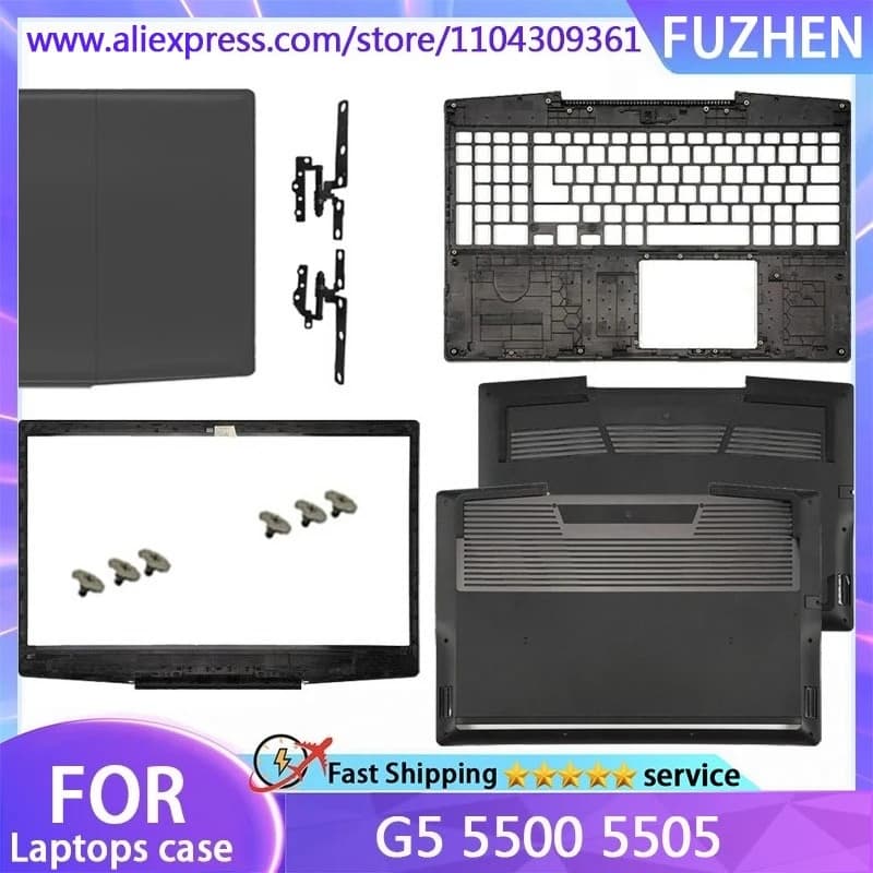 Nuova copertura per G5 5500 5505 LCD copertura posteriore telaio anteriore palmo copertura inferiore cerniera nera