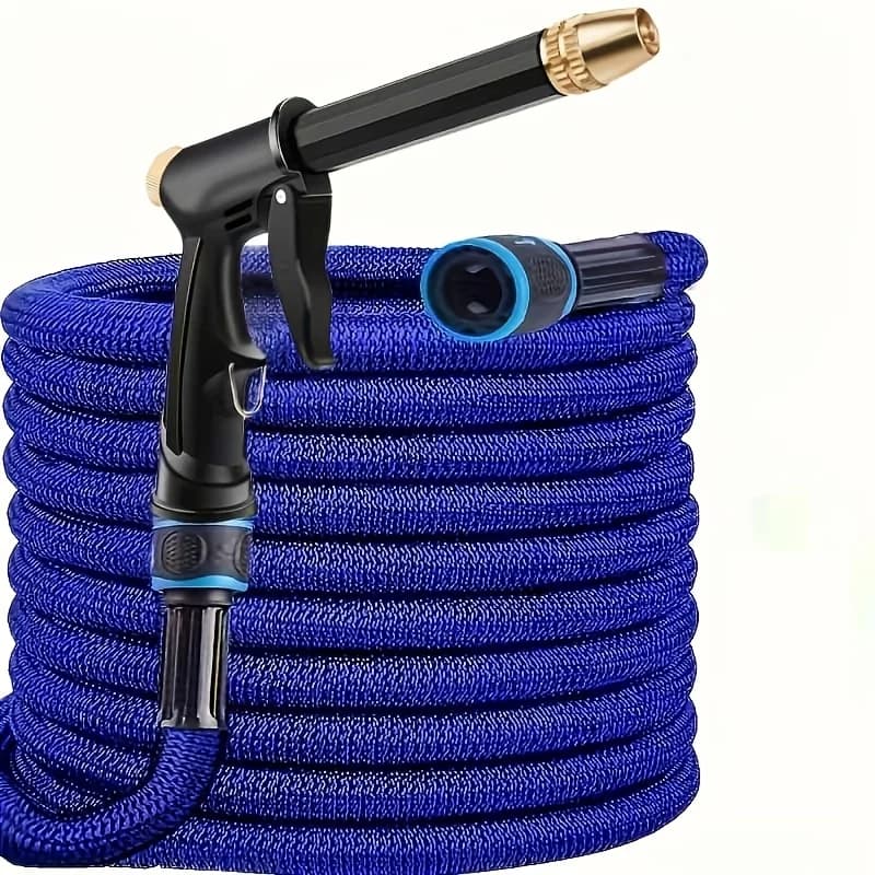 Tubo da giardino in gomma retrattile da 75 piedi - con ugello ad alta pressione, connettore multifilettato, tubo da giardino in gomma retrattile per la pulizia esterna