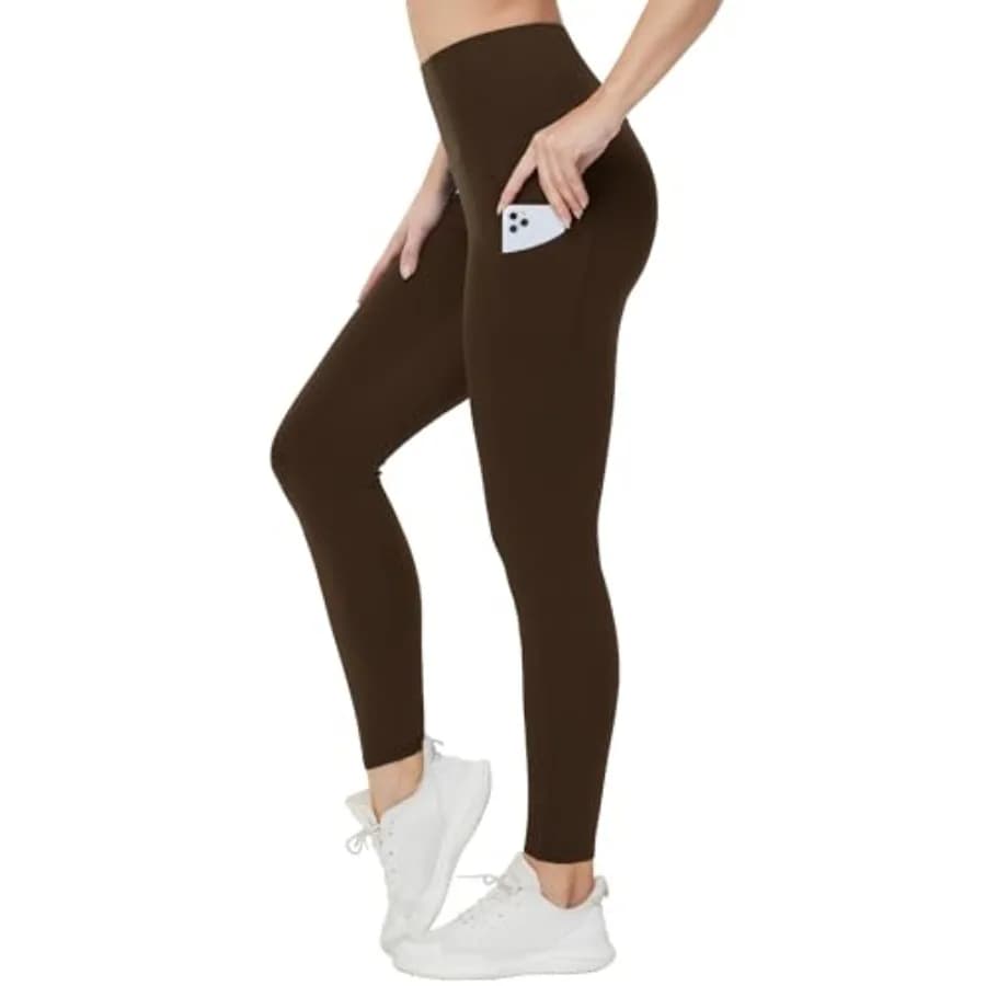 THE GYM PEOPLE Pantaloni da yoga a vita alta da donna, morbidi ed elasticizzati, leggings sportivi con controllo della pancia e tasche