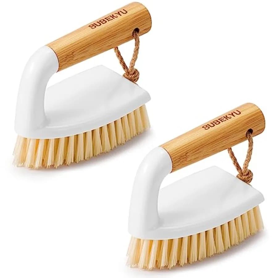 Scrub Brush, Cleaning Brushes with Handle for Household Use, Heavy Duty Scrub Brushes for Cleaning Bathroom Shower Toilet Batht