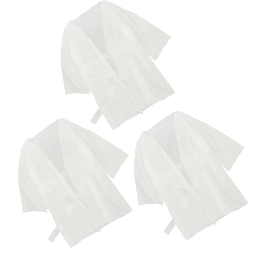 Set of 3 Single Bathrobes Breathable One Size for Salon, Comfortable Shower Vessels for Women and Men