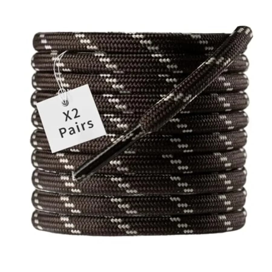 2 Pair Boot Laces Round Shoelaces for Boots, Work, Hiking Shoe Strings for,Women and Men