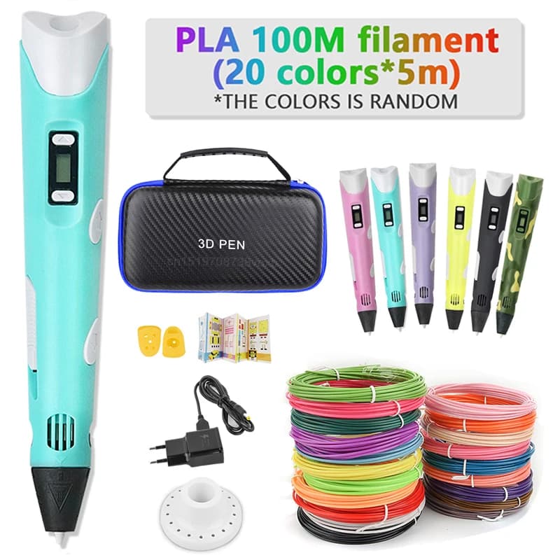 Penna 3D penna da stampa 3d penne fai da te penna a filamento PLA regalo di compleanno giocattoli da disegno creativi per bambini bambini con adattatore per custodia da viaggio