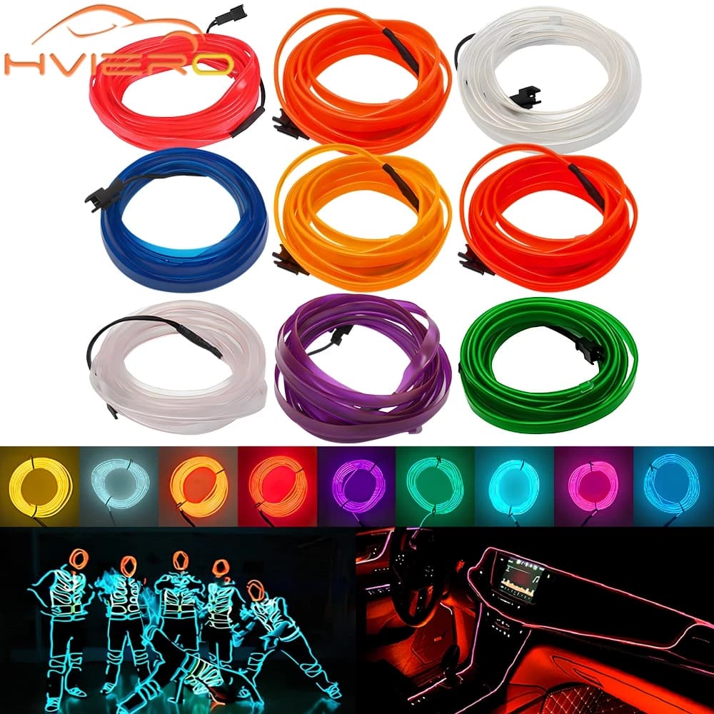 Linea auto Striscia luminosa Interni Porta automatica USB LED 12V Cavo flessibile Neon Atmosfera Lampada decorativa Accessori Nastro luminoso