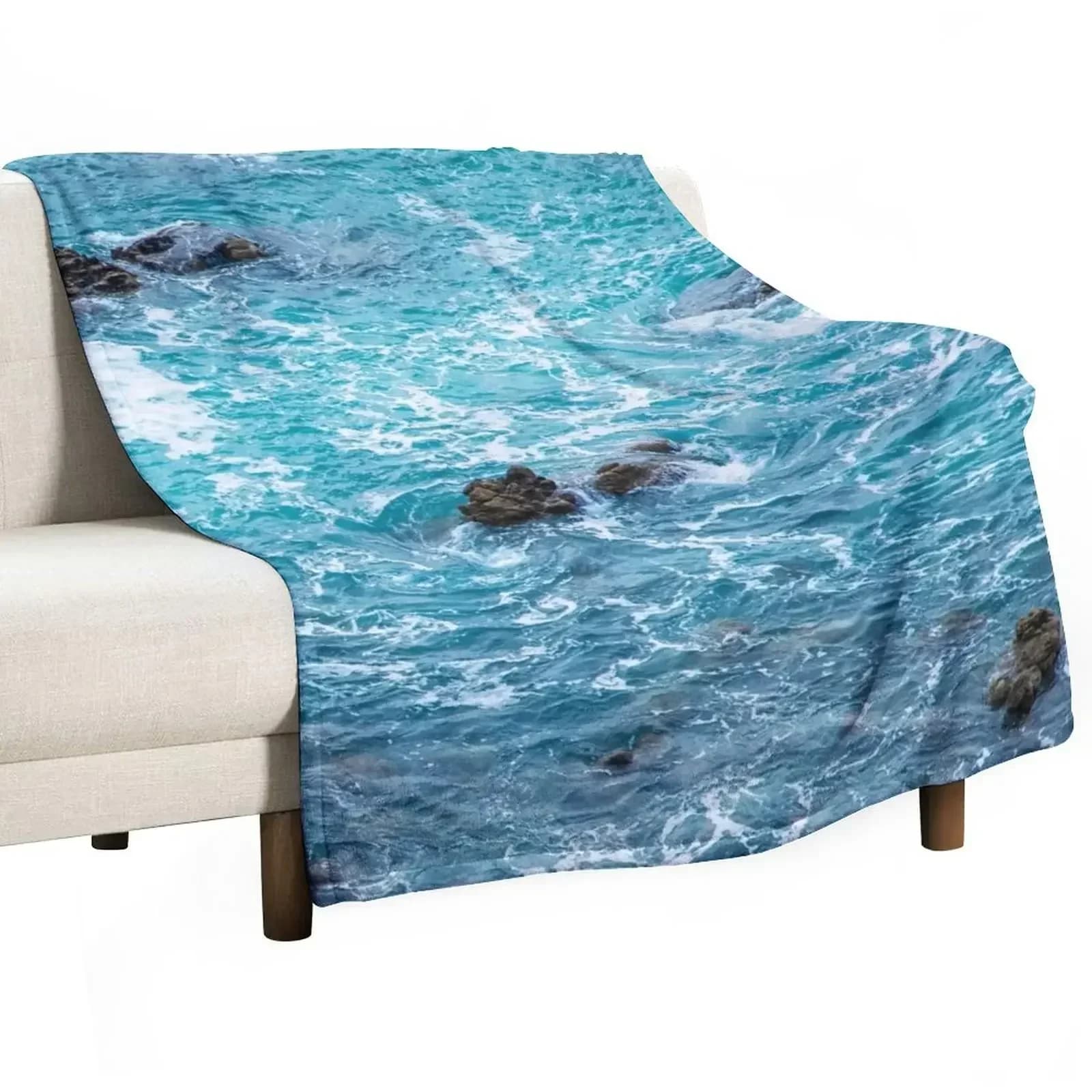 Blue Sea Waves Throw Blanket Camping Shaggy Sleeping Bag valentine gift ideas Weighted Single Blankets