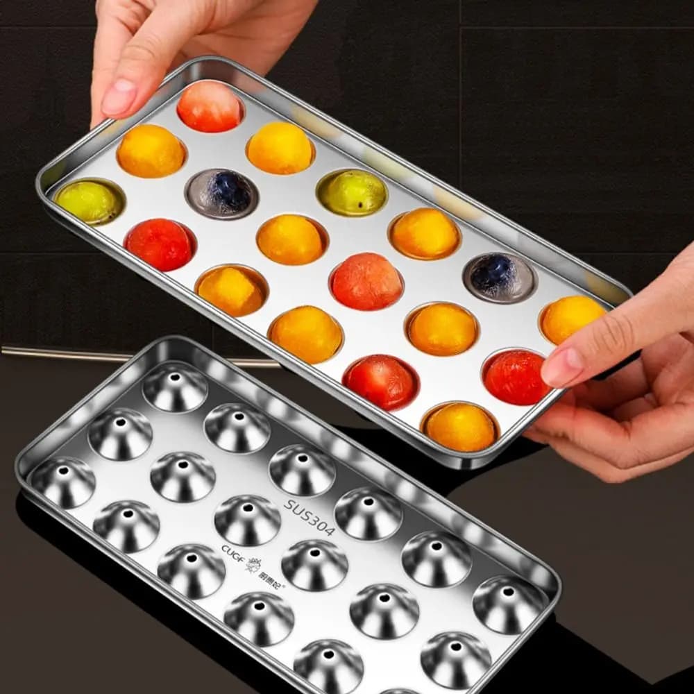 Stampi per Sfere di Ghiaccio in Acciaio Inox per Cocktail al Whisky, Facili da Sgusciare, Stampo per Palline di Ghiaccio, Accessori da Bar