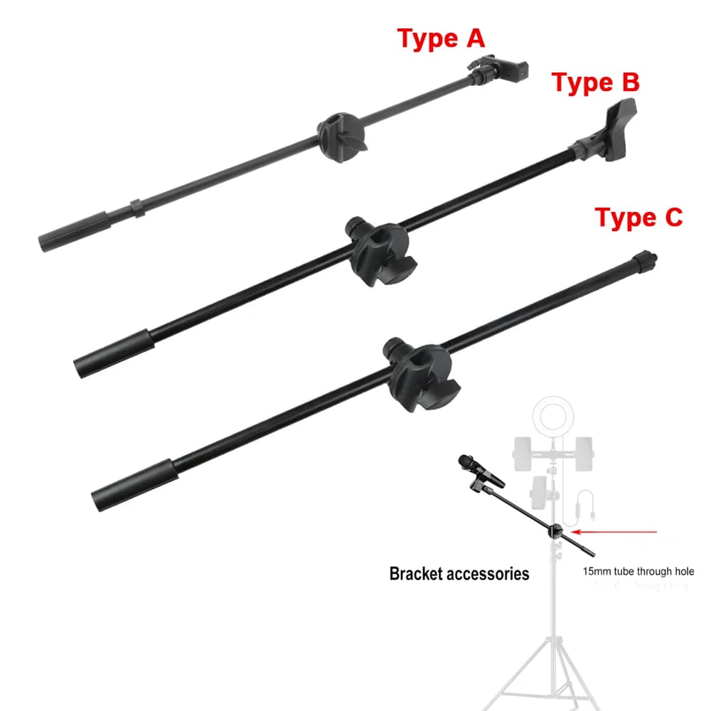Supporto per barra trasversale per microfono Supporto per testa Clip per telefono Accessori per asta per treppiede Supporto per vite 3/8 Kit staffa per microfono superiore