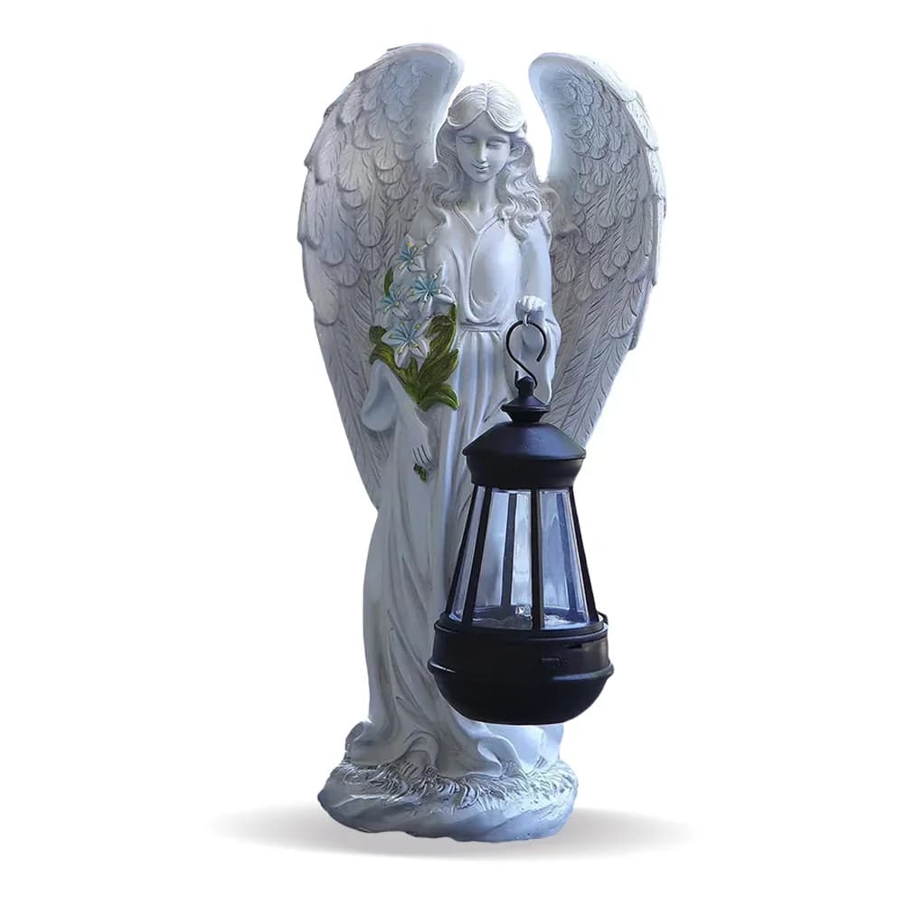 Statua di angelo ad energia solare luce impermeabile ali di fata statua lampada Auto On & Off angelo ornamento luce per la decorazione del giardino all'aperto