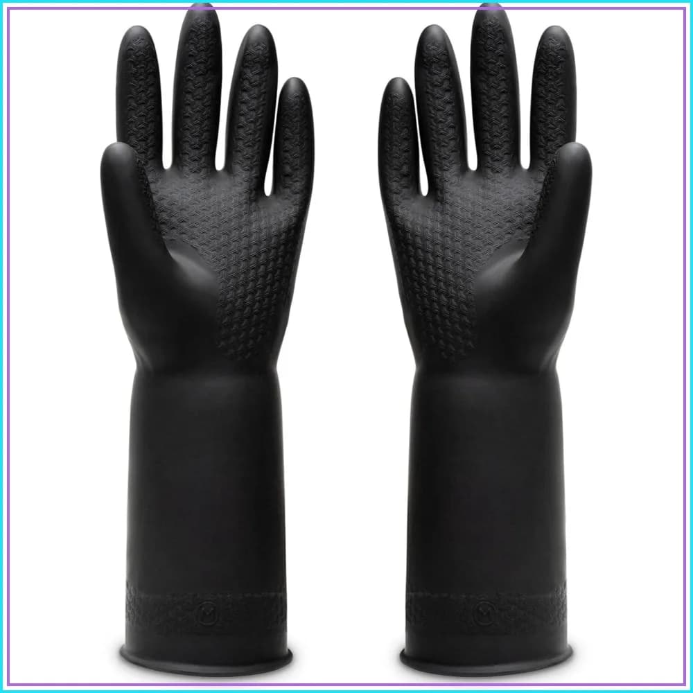 Heavy Duty Chemical Resistant Latex Gloves, Cleaning Safety Work Gloves