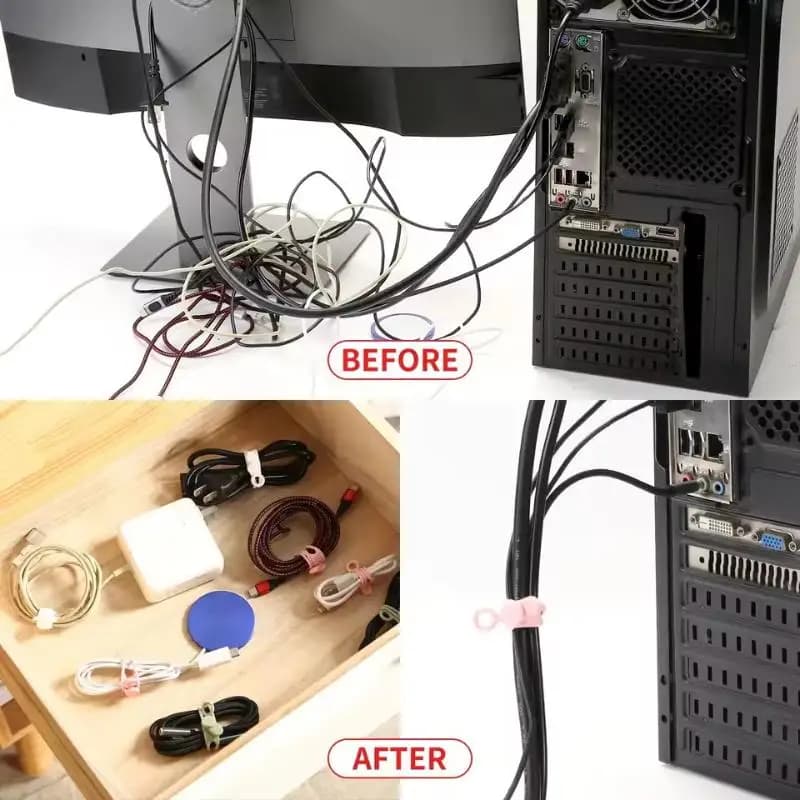 Reusable Elastic Silicone Wire Ties Non-Slip Cable Organizer Straps for Home Office Travel Cord Management〔88〕