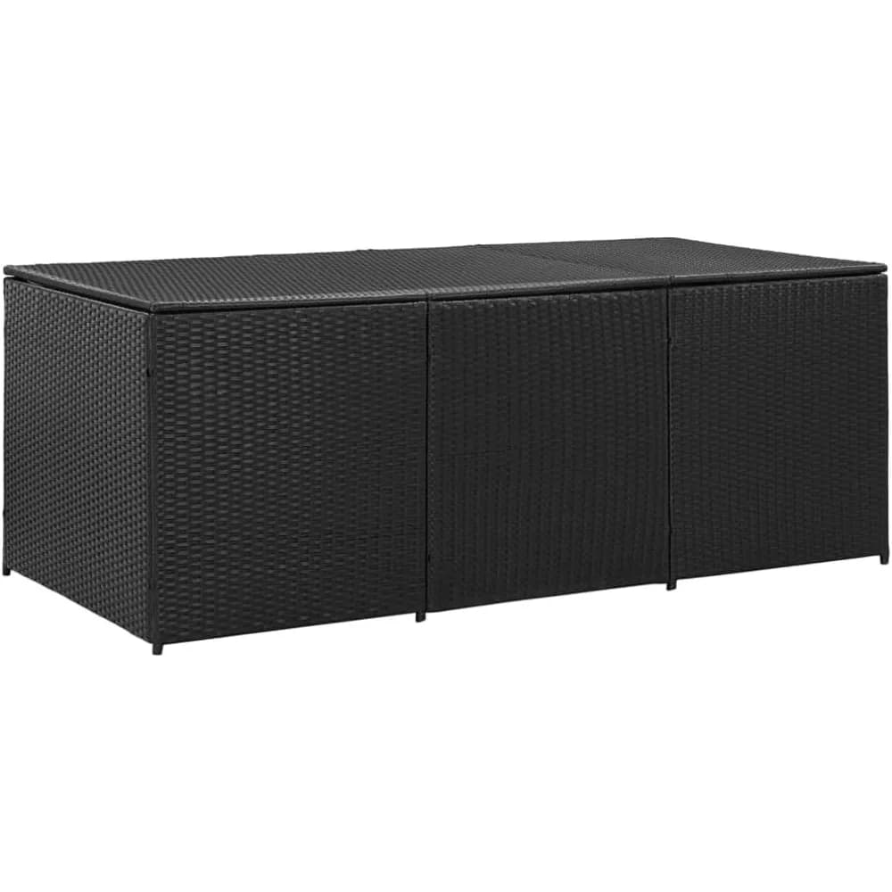 patio storage box - large outdoor container in polyrattan with water resistant coating - black (70,8"x35,4"x29,5")