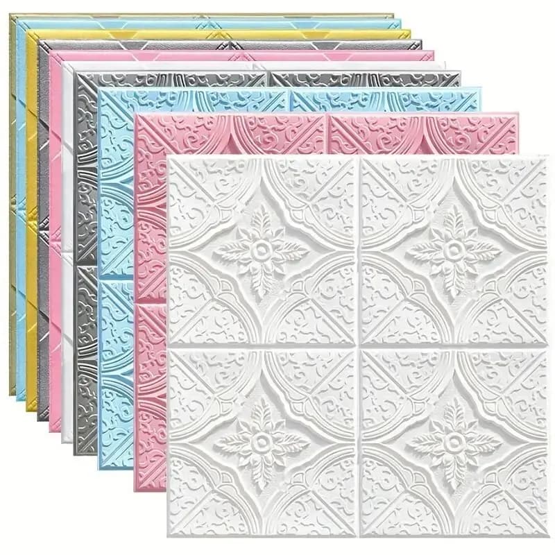 1-10 pezzi 35 * 35 cm adesivi murali autoadesivi 3D tridimensionali soffitto tetto cucina decorazione carta da parati in schiuma