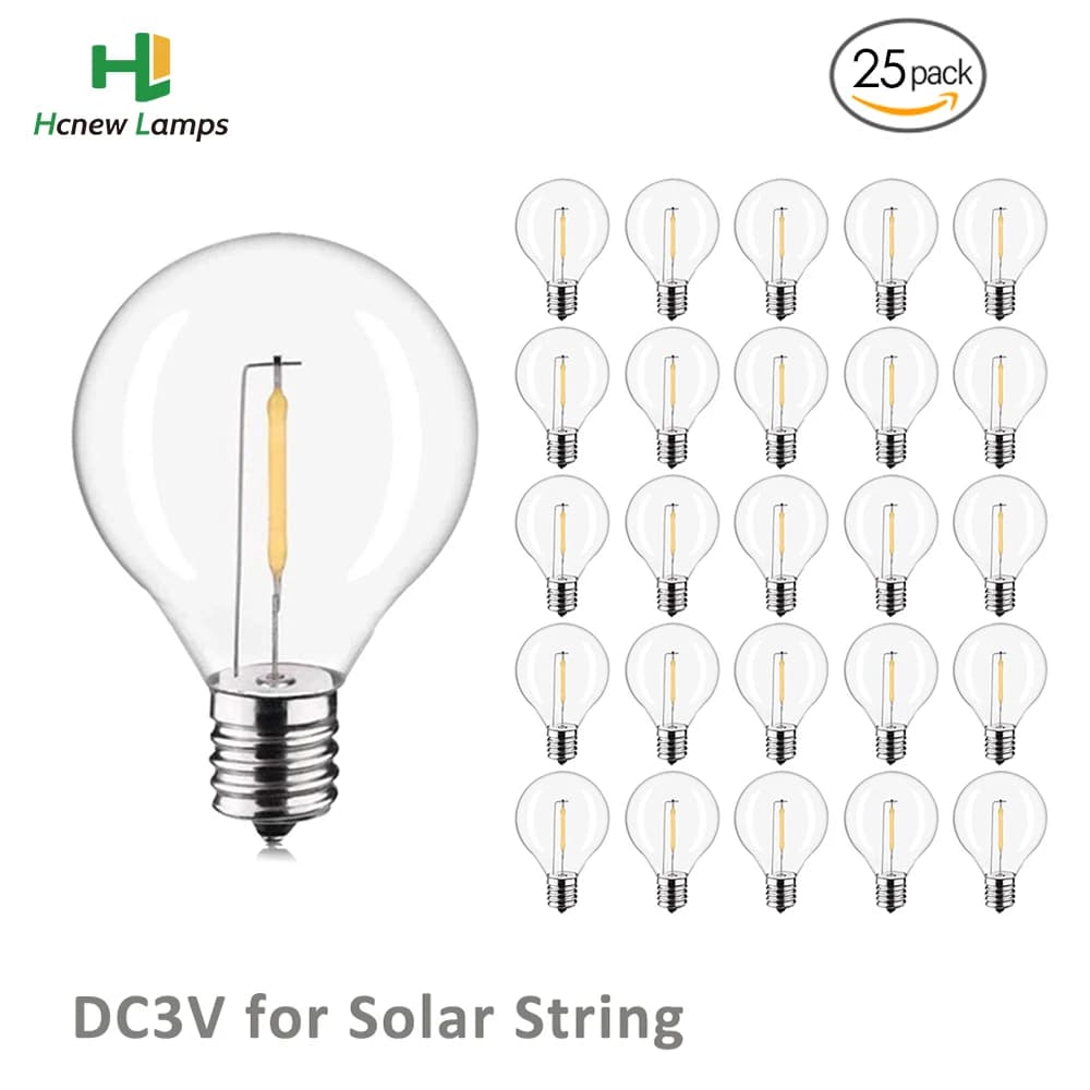 Lampadine in plastica a Led G40 infrangibili da 25 pezzi lampadine a globo a LED Edison DC 3V Vintage a bassa tensione lampadina di ricambio per luci a stringa solare