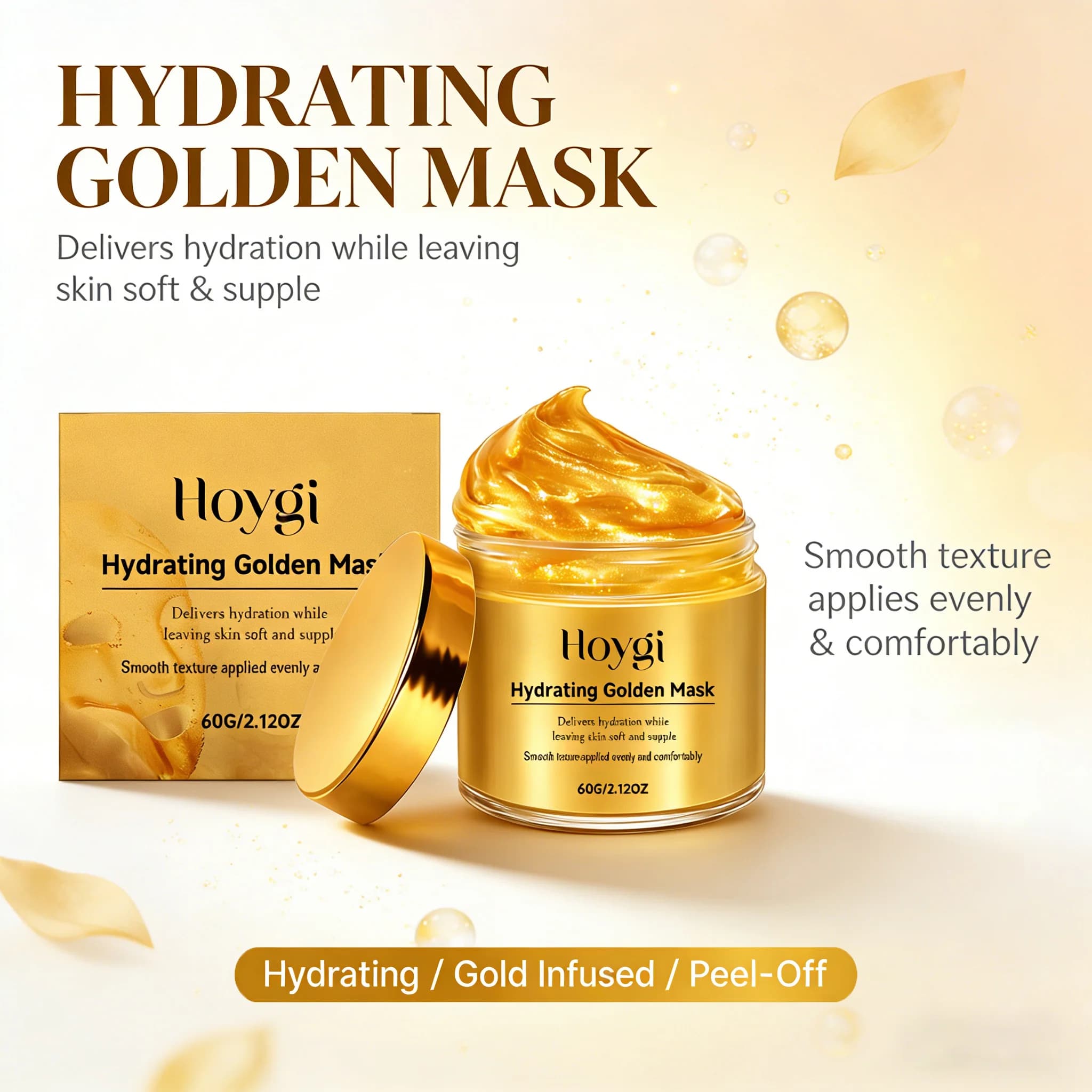 Maschera Idratante Dorata al Collagene, Maschera Peel-Off per il Viso, Idratante e Rassodante, Riduce le Rughe, Rimuove Punti Neri, Impurità e Oli