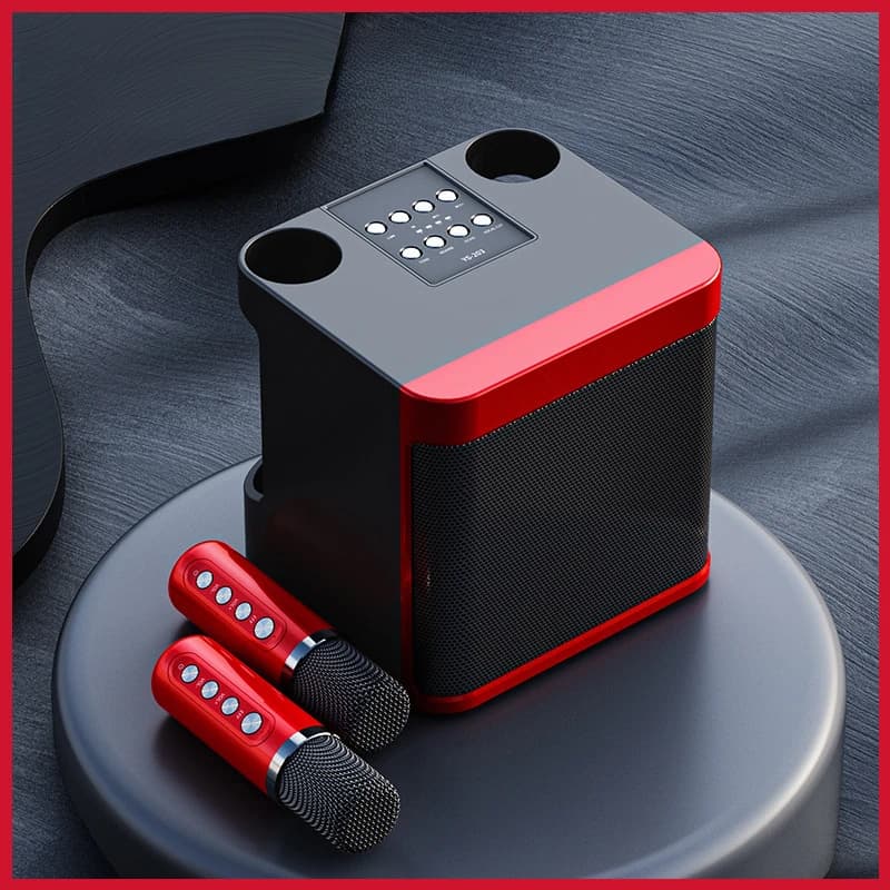 Sistema di altoparlanti per macchina audio karaoke con 2 microfoni Altoparlanti portatili wireless compatibili con Bluetooth per TV domestica Ktv