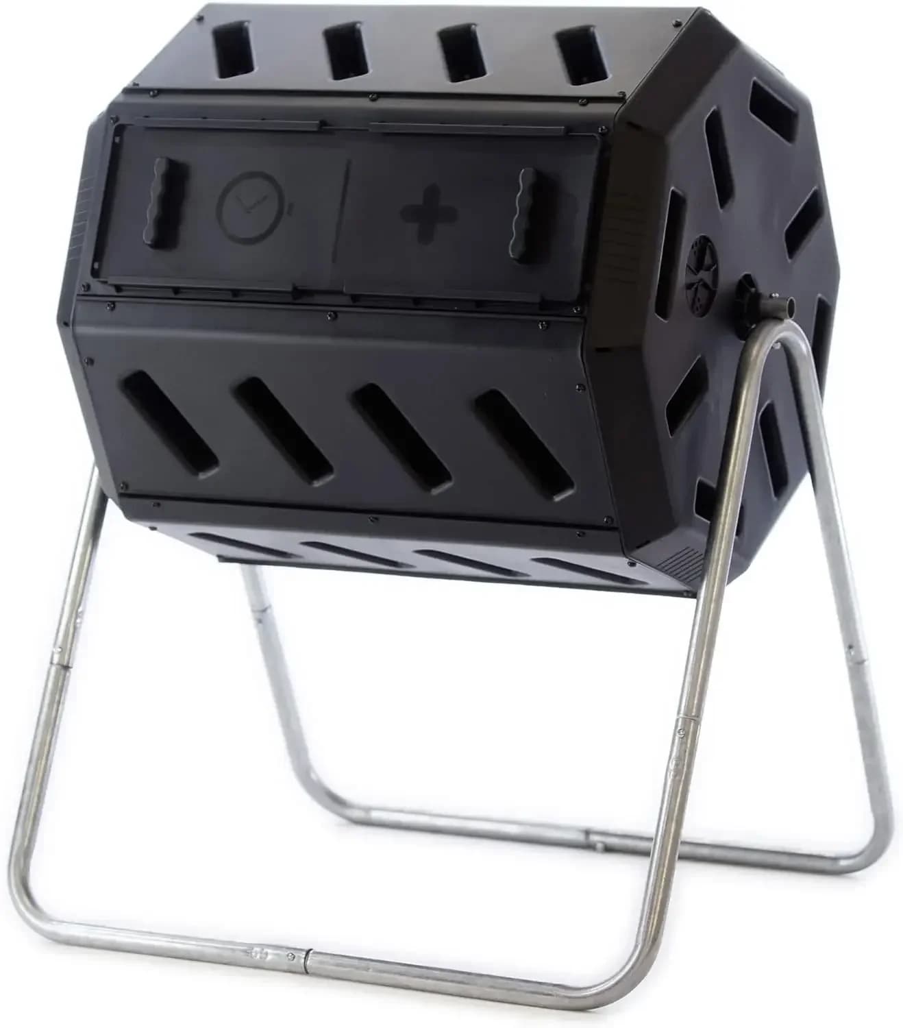 AOutdoor Doppia camera cade in resina riciclata al 100% fatta in canadese - Contenitore per bicchieri per compost girevole per esterni per giardino, cucina, a