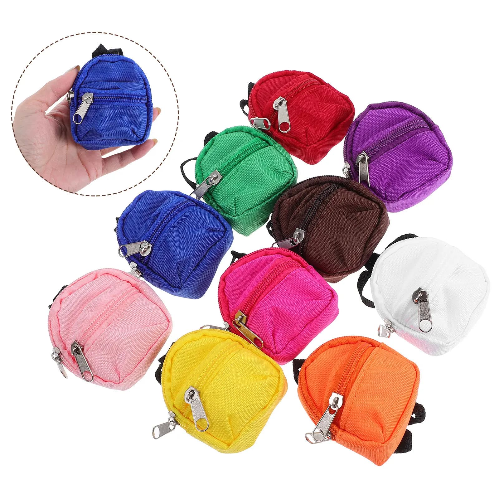 10 Pezzi Mini Zainetti Cartoon con Cerniera per Bambine, Gioco di Ruolo, Fantasie Adorabili, Colori Vivaci, Mini Borsa Portaoggetti, Mini Articoli Scolastici
